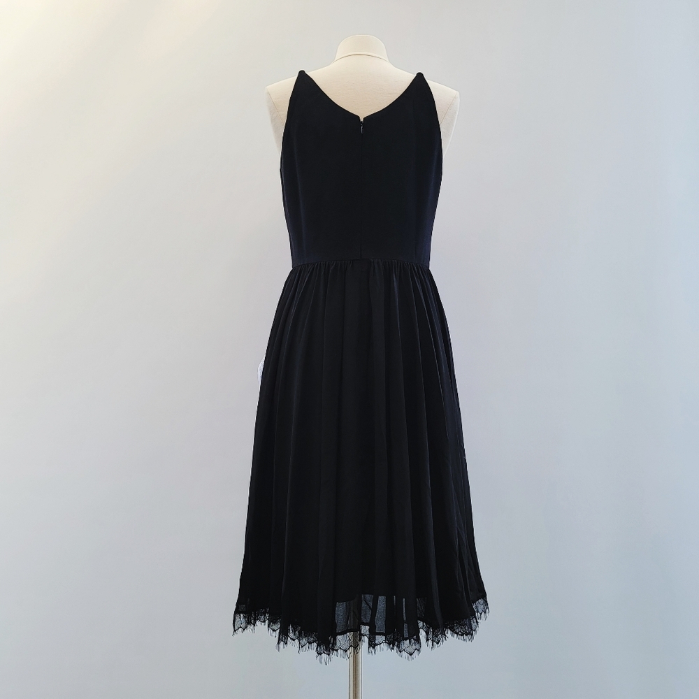 Dress the Population Alicia Black Dress Size Large Full Skirt Pleated Minimalist - Picture 7 of 15